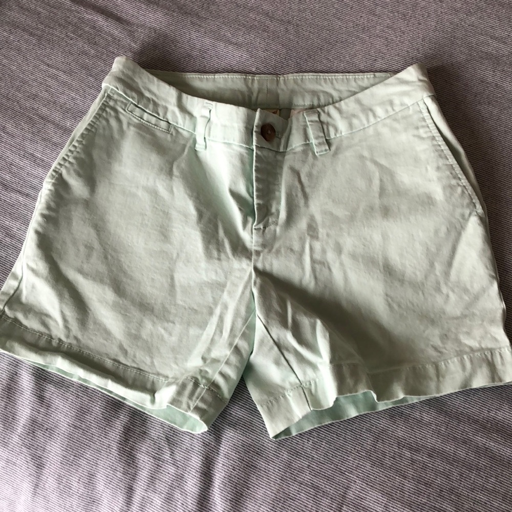 Mint colored chino shorts